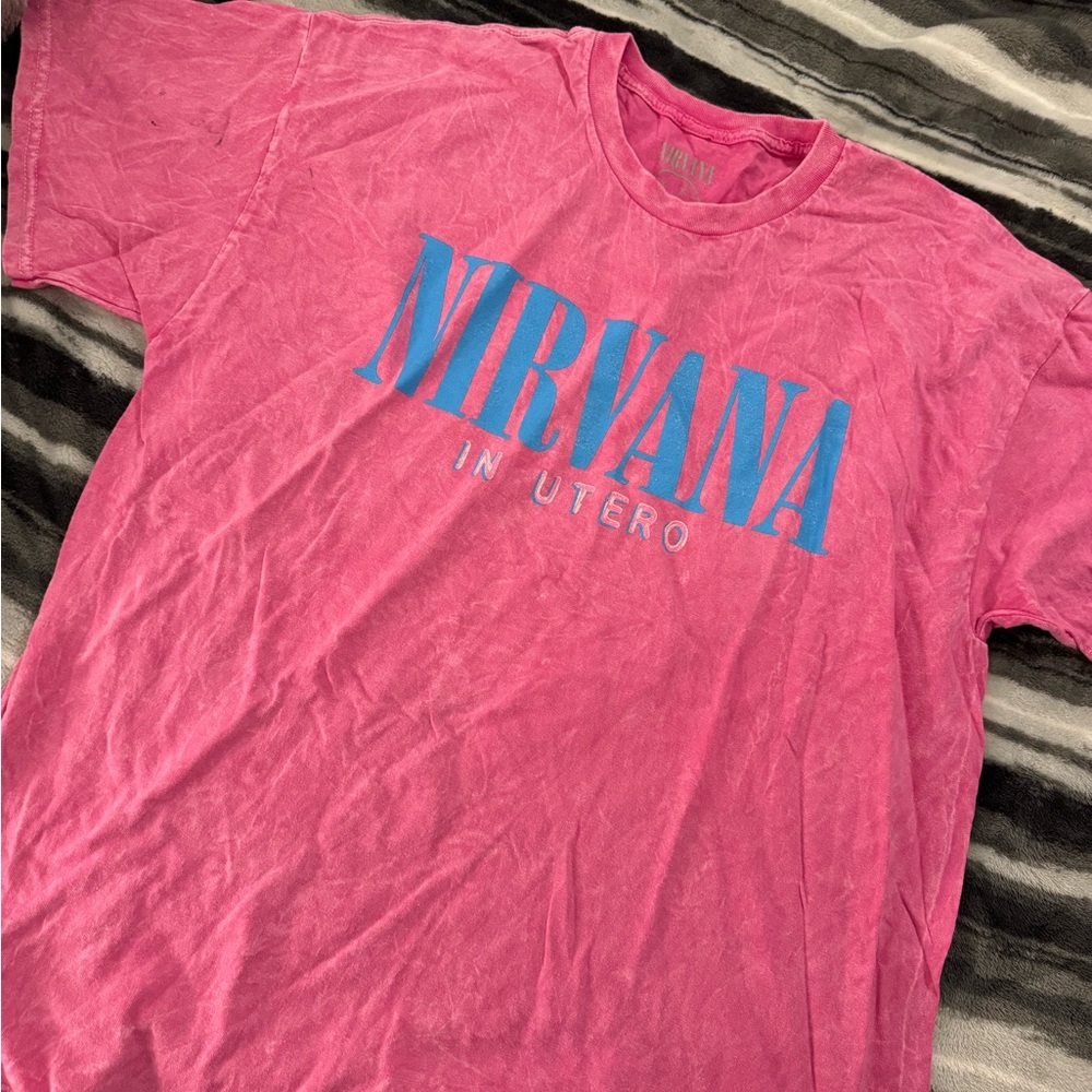 NIRVANA Pink and Blue Short Sleeve Tee